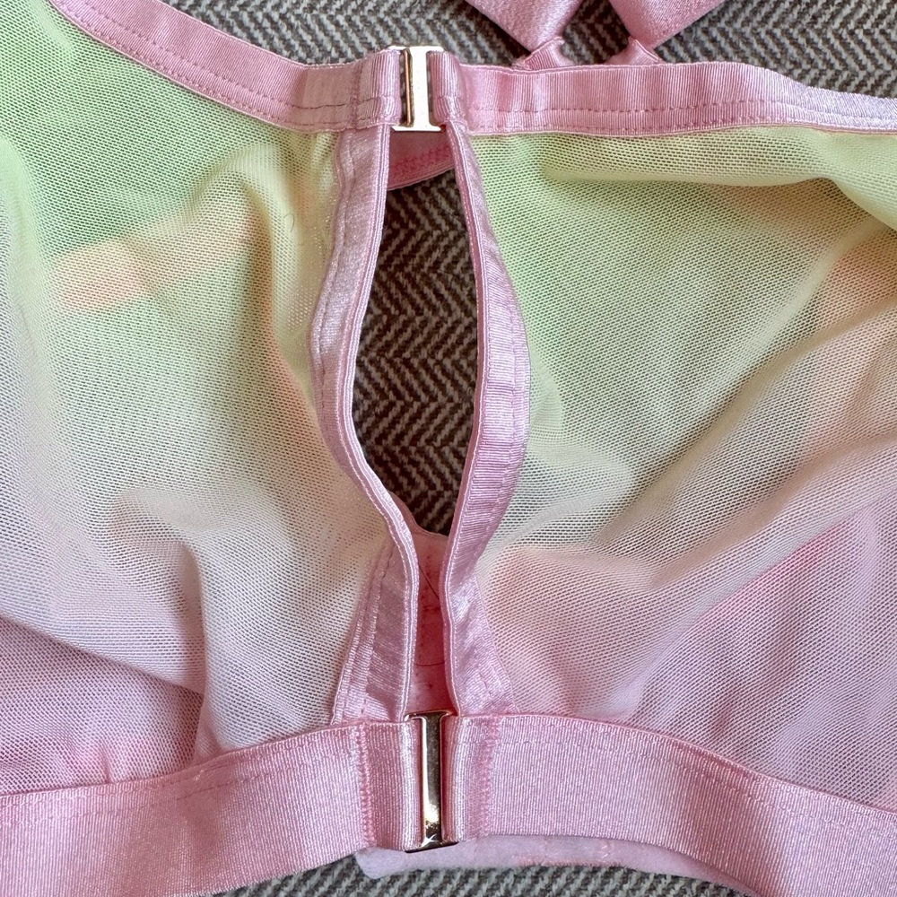 ♻️ LAST CHANCE! Auden Rainbow Sherbet Ombré Triangle Mesh Bralette - Size 3X NWT - Picture 3 of 10